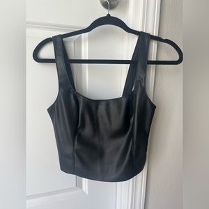 Vegan leather Abercrombie crop top
